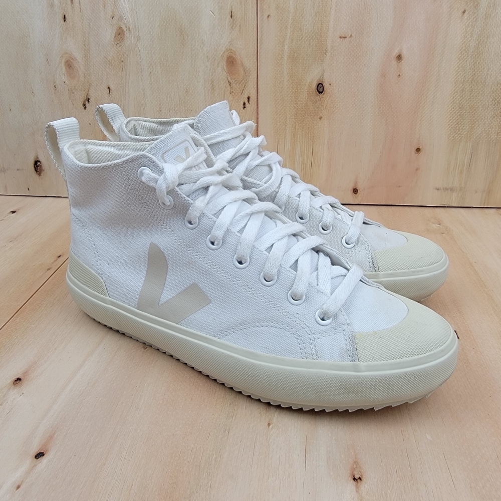 VEJA nova Canvas high top sneakers Womens Size 9 White/Cream Casual Preppy .